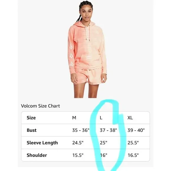 Volcom Women's Orange Iconic Stone Pullover Hoodie Size L *Rare* - Picture 8 of 8